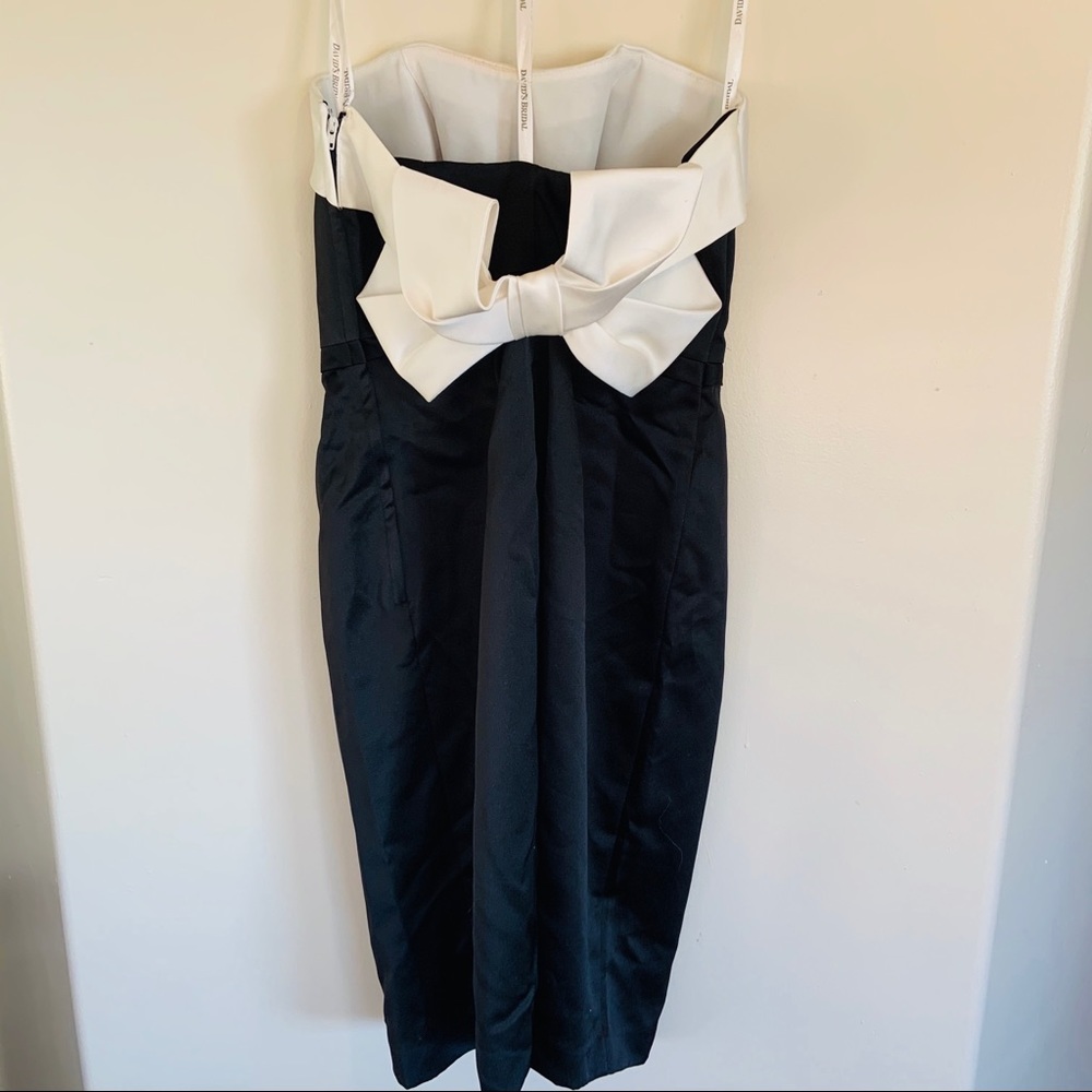 David’s Bridal Satin Black and Ivory Bow Dress